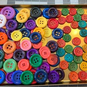 Colorful Button Set: Plastic coated and wooden coated